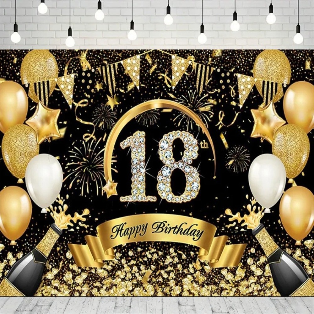 Party Banner Gold - Zwart gouden ballonster papierresten thema banner