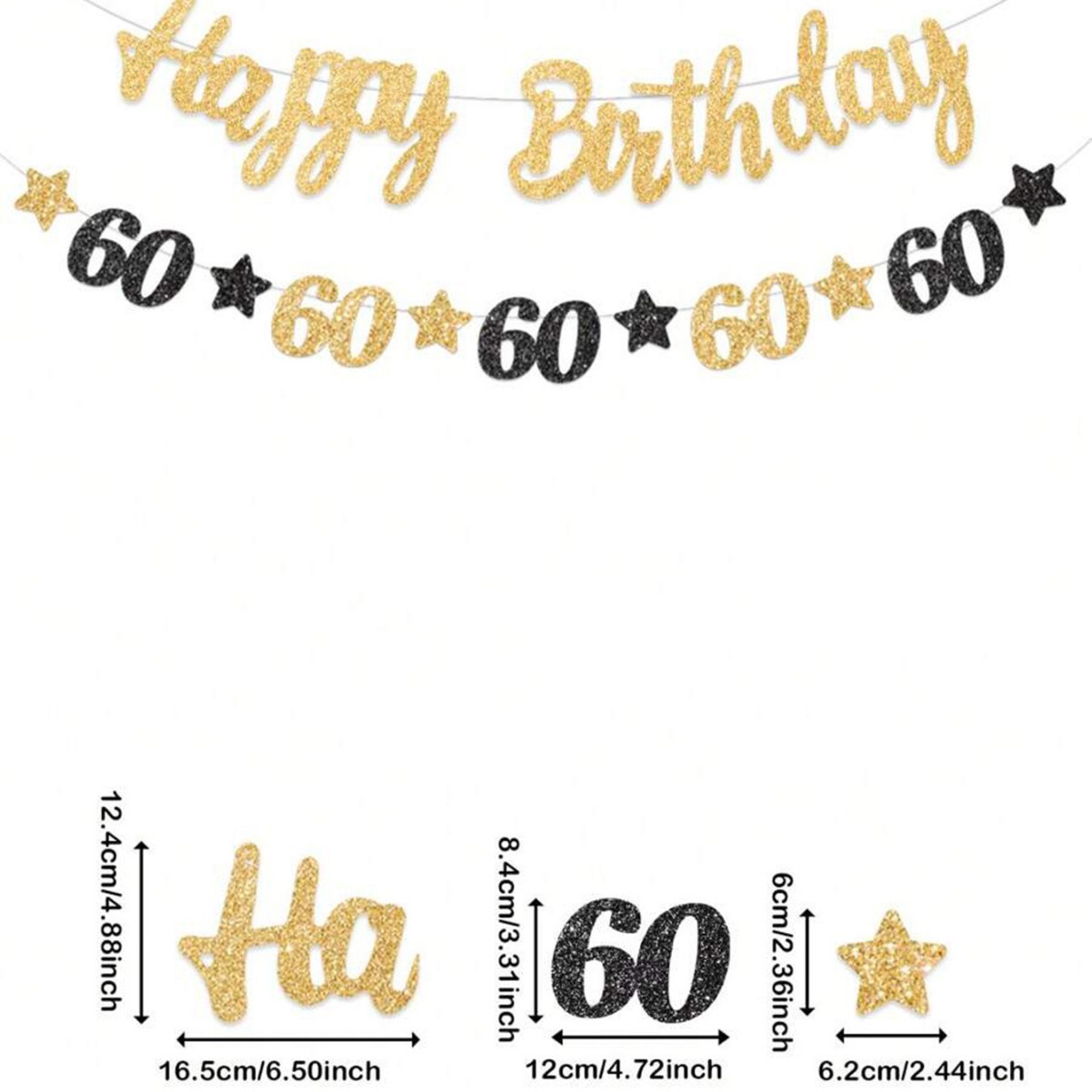 Zwart en goud 60e verjaardag f - Party Banner Gold recensie en prijs