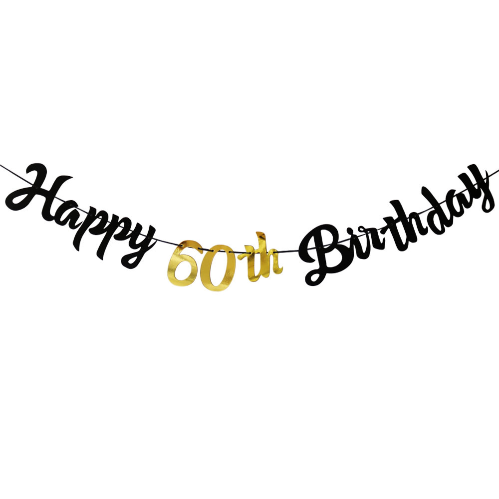 Zwart en goud 60e verjaardag f - Party Banner Gold recensie en prijs
